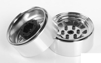 Stamped Steel 1.7" Beadlock Wagon Wheels CHROME Z-W0271 RC4WD 6 lug Hex Mount