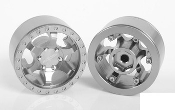 RC4WD Rotiform Six-OR 1.55" Beadlock Wheels Z-W0115 5 Spoke SILVER Scale Hubs