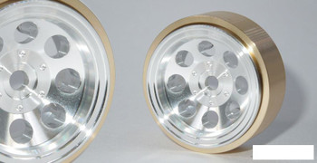 SSD 1.0" Aluminum / Brass 8 Hole Wheels SILVER SSD00499 24g SCX24 18th G2 Wheel