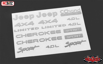 Metal Emblem Badge Logo Sticker Set for Axial SCX10 II XJ SILVER RC4WD VVV-C0263