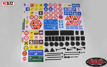 RC4WD Scale Signs Set inc stands & Poles 10th US & EU Road Sign Gates Z-X0035 RC
