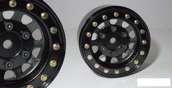 1.55” Steel D Hole Beadlock Wheels BLACK 6bolt mounting SSD00097 Hex Mount RC