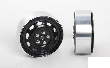 Stamped Steel 1.7" 10-Oval Hole Wheels BLACK Z-W0313 RC4WD 5 Lug pin mount